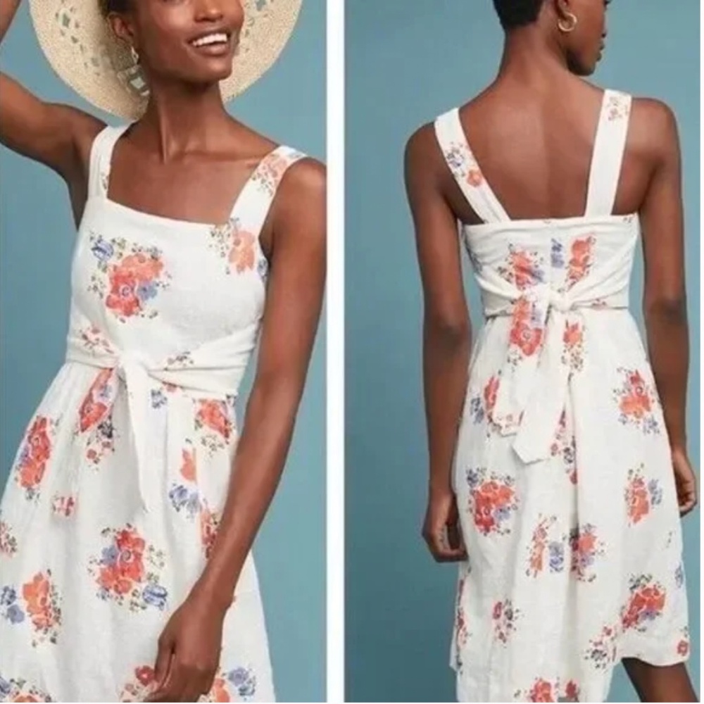 ⭐️ Meadow Rue Dress Ingalls Tie-Waist Floral Classy Shabby Picnic Hipster Dress